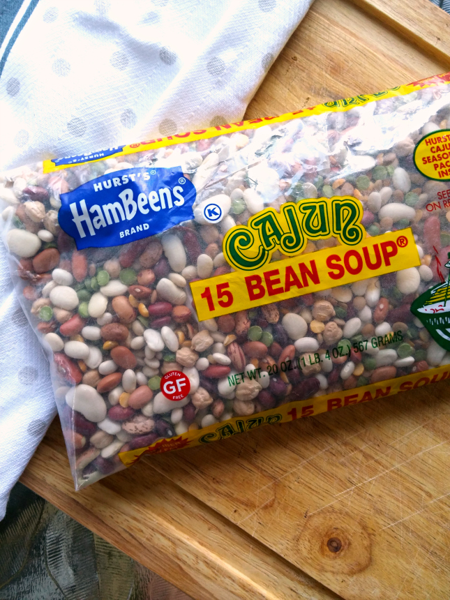 Cajun Ham & Beans! Dried beans cooked low and slow with a ham bone and Cajun seasonings. DELICIOUS over rice!