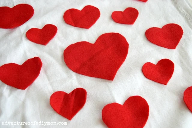 felt hearts for pillow cover
