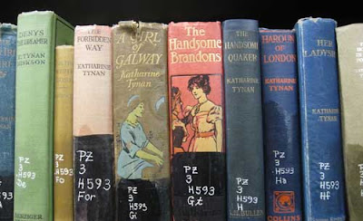 Close up of books showing illustrated spines