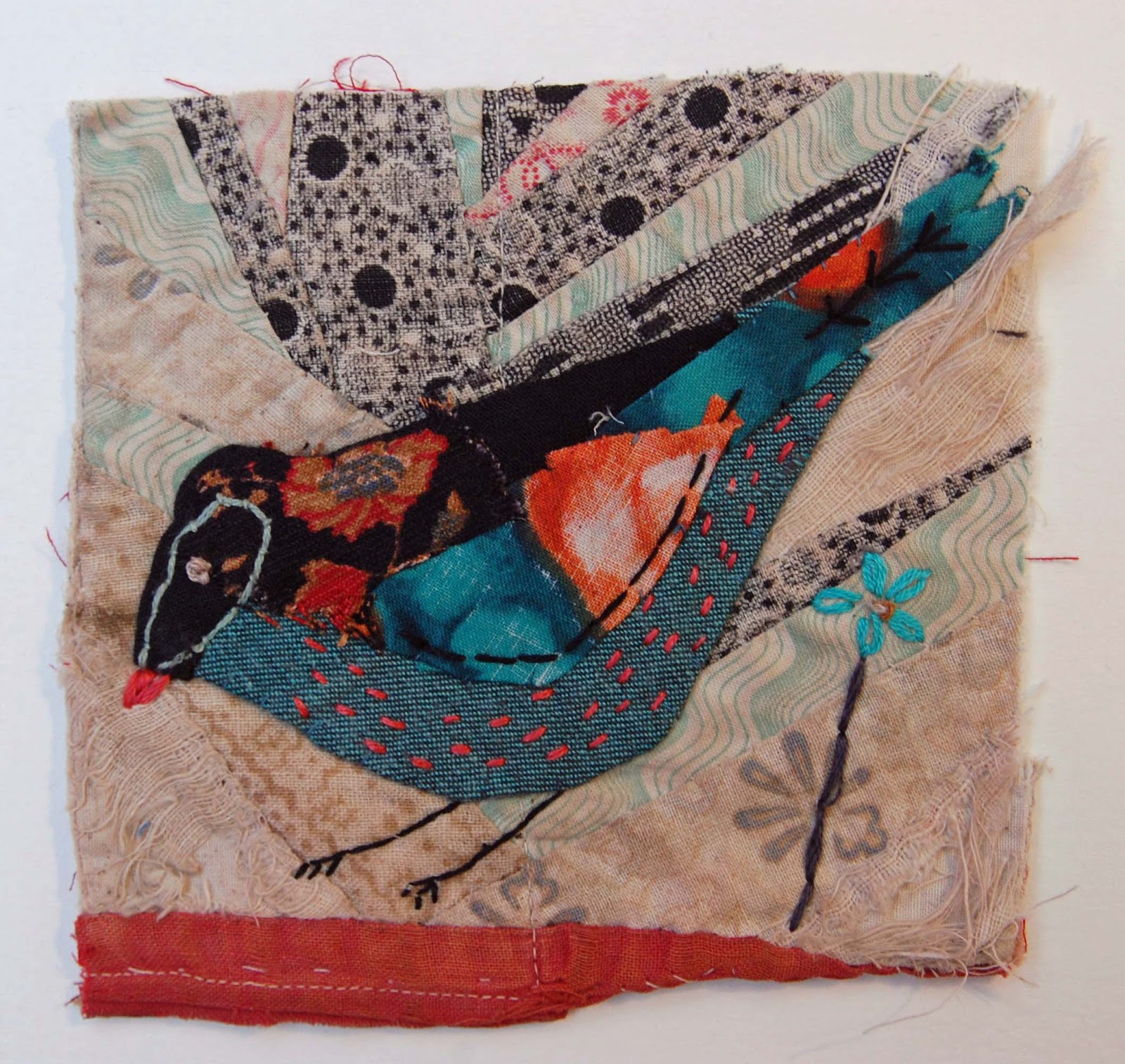 Thread and Thrift: Crazy Patchwork Appliqued Birds