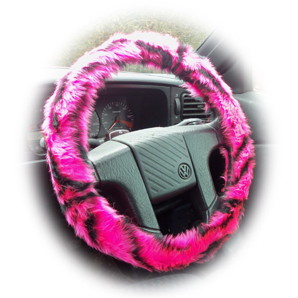 Poppys Crafts Wild Cat fuzzy steering wheel covers