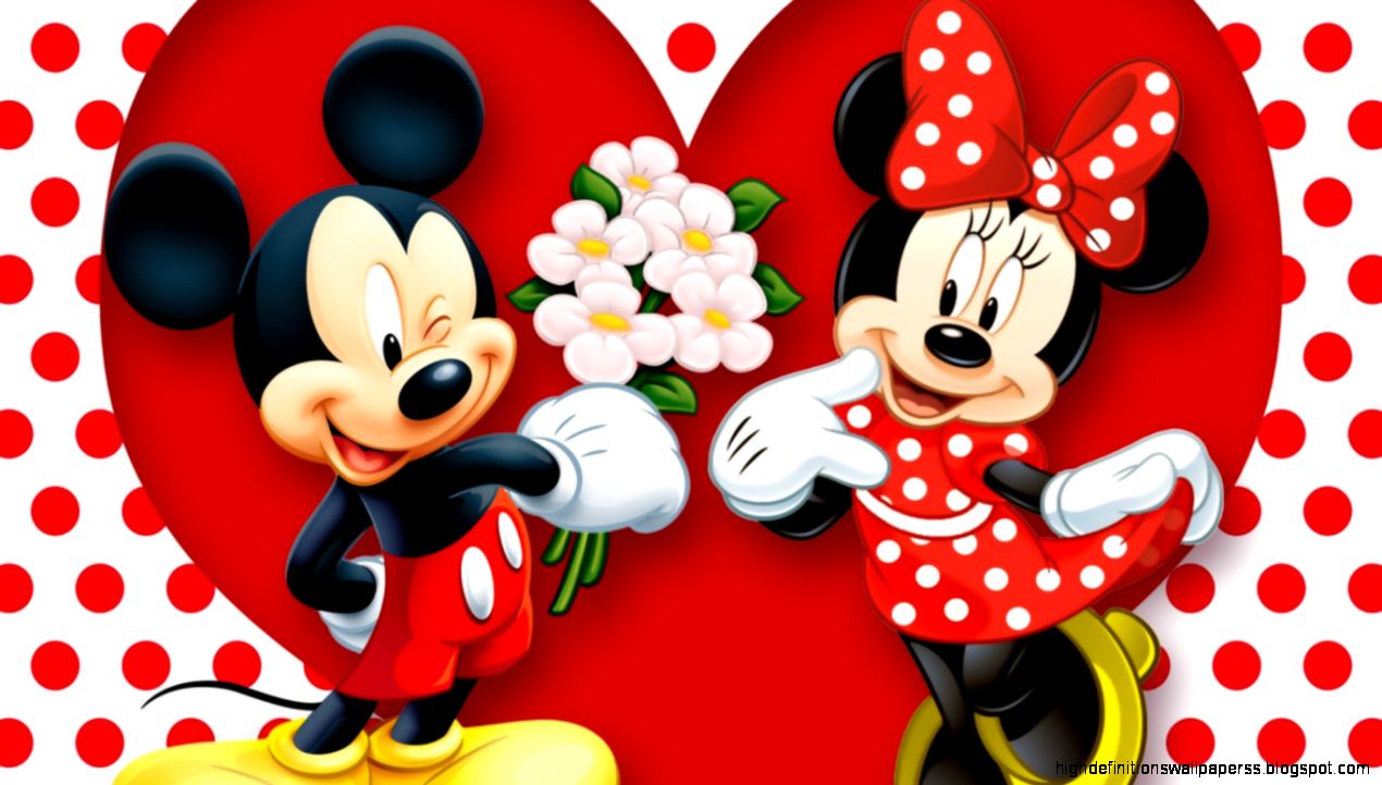 HD Background Mickey Mouse And Minnie Mouse Love Couple Heart