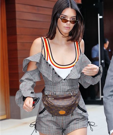Kendall Jenner wearing her ever-present Louis Vuitton bum bag
