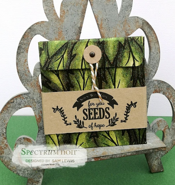 Cute Seed Envelope by Sam Lewis AKA The Crippled Crafter. Features Spectrum Noir Colorista Markers and Pads!