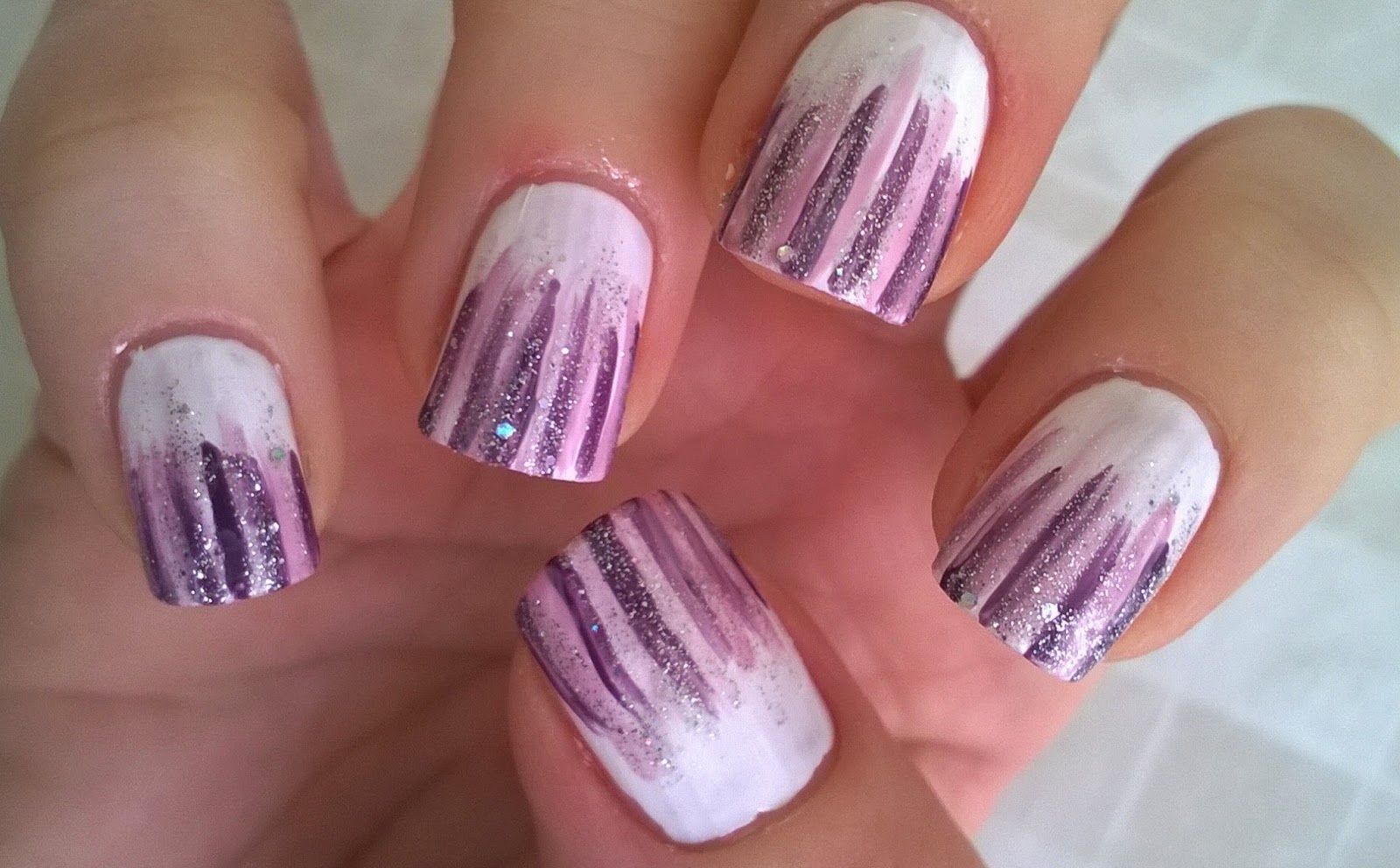 3. Lilac and Gold Glitter Nail Design - wide 3