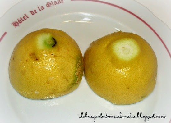 Velas hechas dentro de un limón