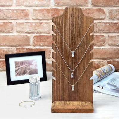 Wooden Freestanding Necklace Display Stand from NileCorp.com