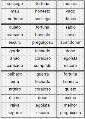 Cartelas BINGO SINÔNIMOS para recortar Cartelas BINGO SINÔNIMOS para recortar