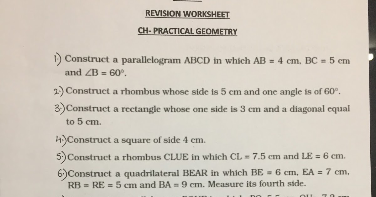 APS, Golconda Priyanka Gupta CLASS 8 / MATHS / REVISION WORKSHEET 3