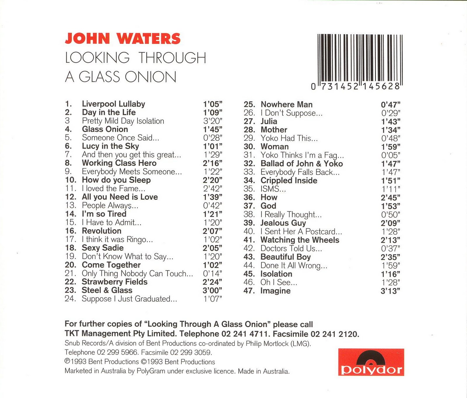 soundtrack heaven Looking Through A Glass Onion....John Waters