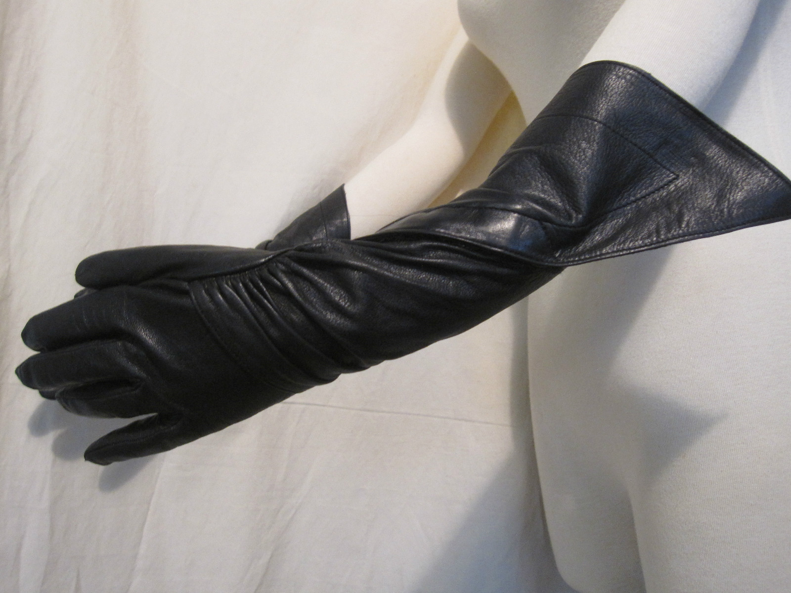 eBay Leather Alaia black leather gauntlet gloves