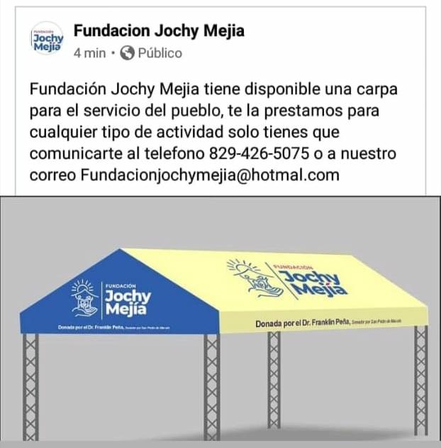 Fundación Jochy Mejia, carpas para el servicio del pueblo
