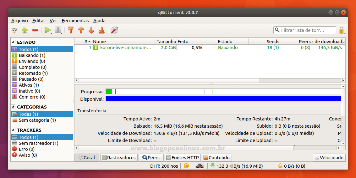 qBittorrent executando no Ubuntu 17.10 (Artful Aardvark)