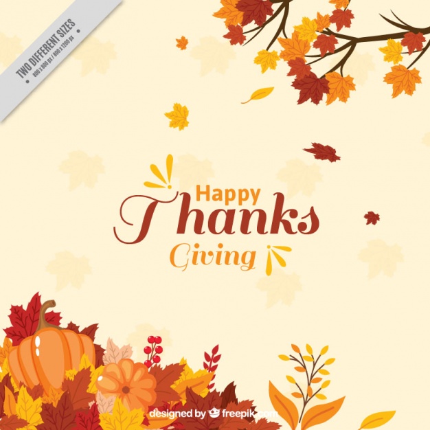 Thanksgiving background with leaves decoration Free Vector