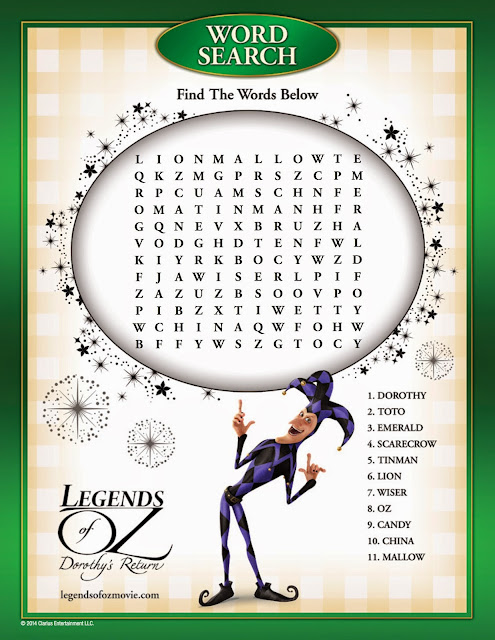 Legends of Oz Word Search Free Printables