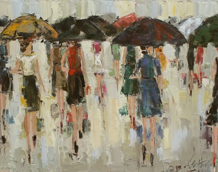 Kathryn Morris Trotter | American Impressionist Knife painter | Paris in the rain