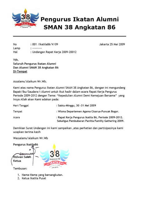 Contoh Surat Resmi Undangan Rapat Organisasi
