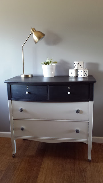 black and white farmhouse dresser