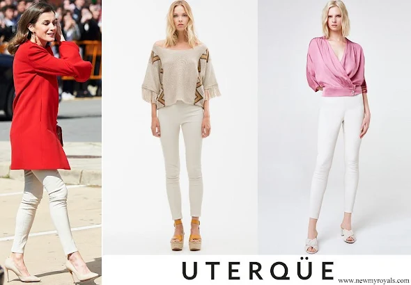 Queen Letizia wore Uterque white nappa leggings