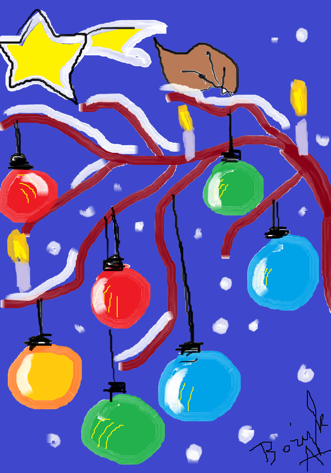 Boże, choinka, śnieg, grafika, narodzenie rysunkialinybozyk: Boże Narodzenie - Karteczki świateczne - Wesołych Świąt