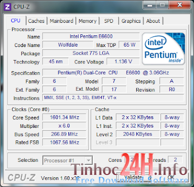 CPU-Z 1.60.1 Screen Shot