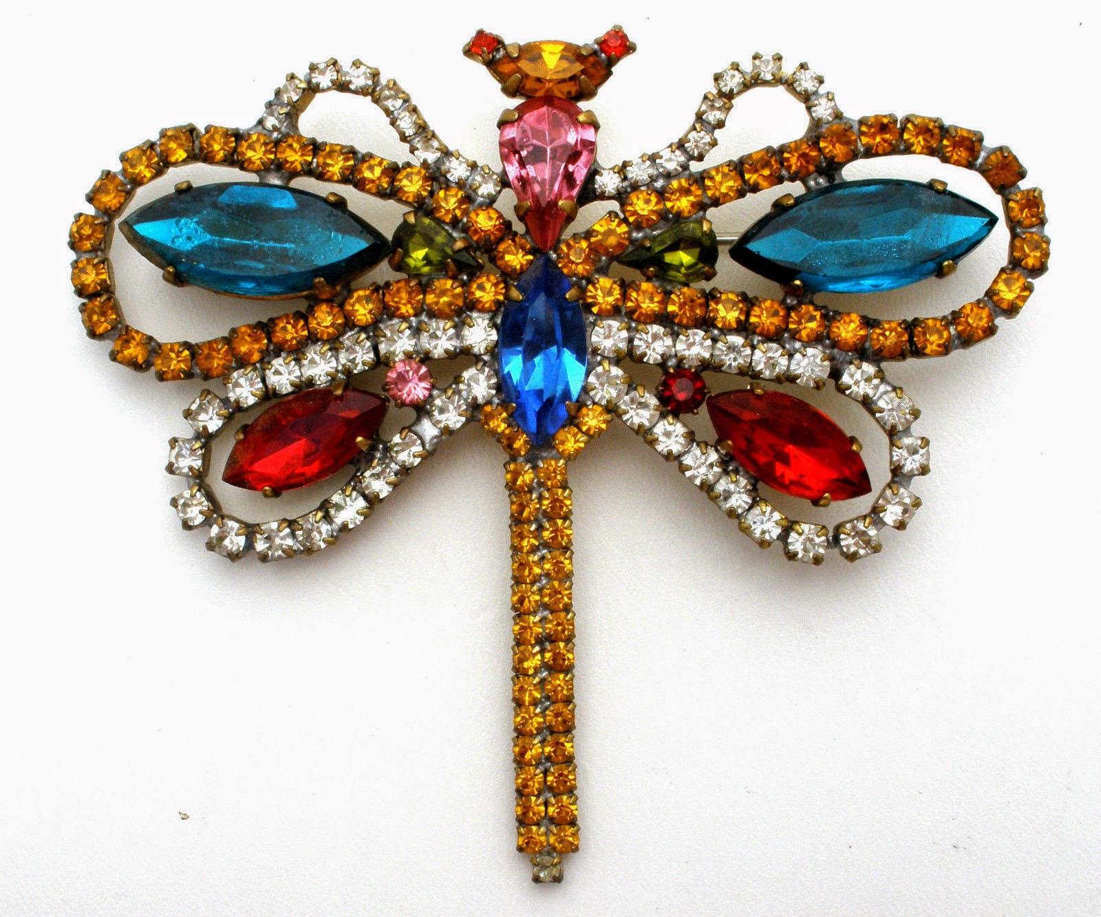 The Jewelry Lady's Store Rhinestone Dragonfly Brooch Vintage