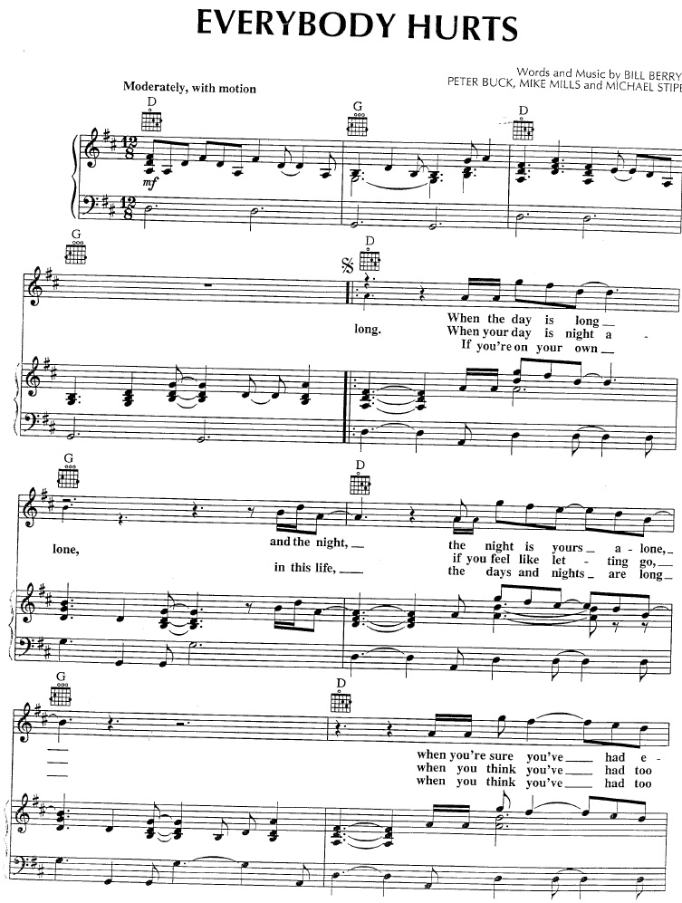 rem everybody hurts piano rem everybody hurts piano