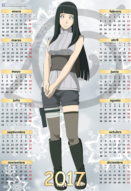 Calendario 2017 Naruto Hinata
