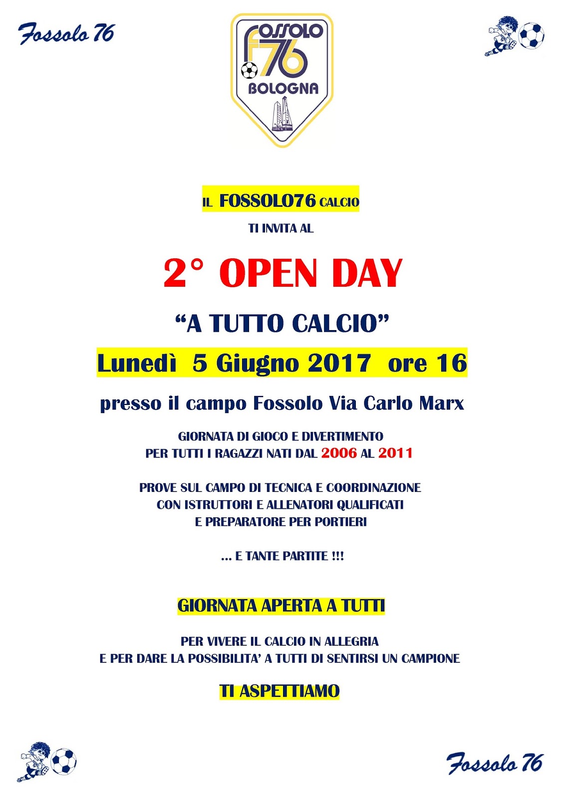 Bologna Sport Time Bologna Sport Time promuove il calcio ecco l'Open