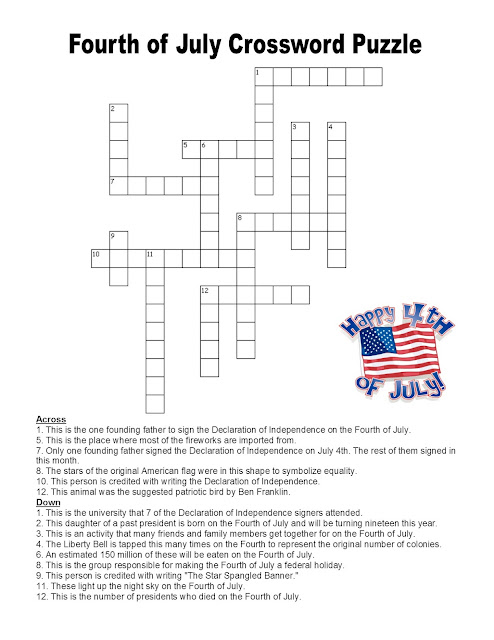 Language Summer Extra Credit: WEEK #3- FOURTH OF JULY CROSSWORD PUZZLE