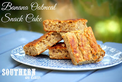 Healthy Banana Oatmeal Snack Cake Recipe with Healthy Cream Cheese Frosting - Gluten Free, Low Fat, Sugar Free