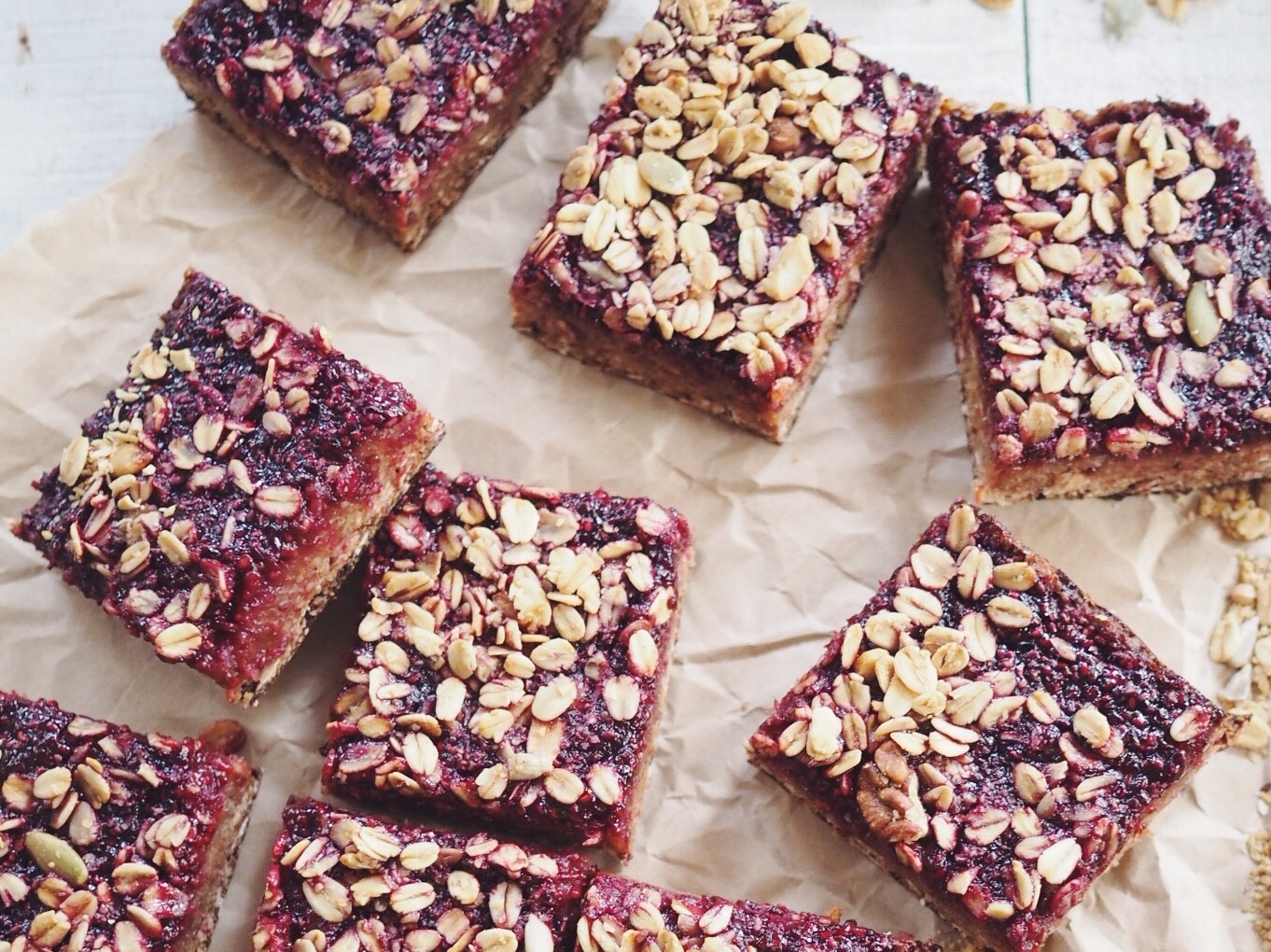 Raspberry Jam Oat Squares madeleine lumley