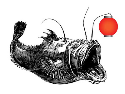 angler fish illustration with Chinese lantern