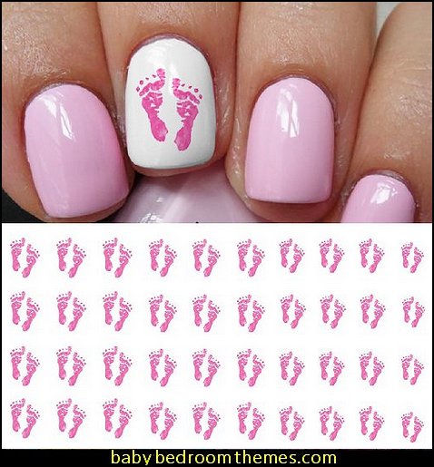 Pink Baby Footprints Water Slide Nail Art Decals Pink Baby Footprints Water Slide Nail Art Decals