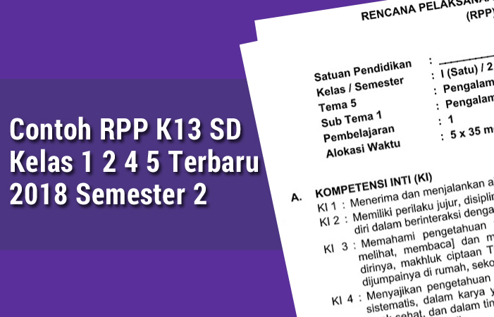 Contoh RPP K13 SD Kelas 1 2 4 5 Terbaru 2018