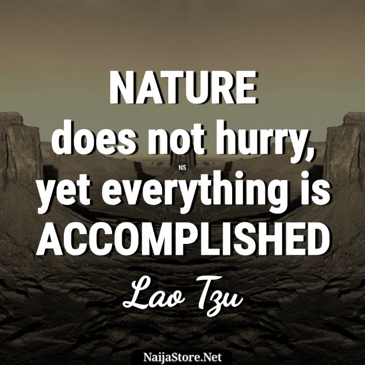 Lao Tzu's Quote: NATURE does not hurry, yet everything is ACCOMPLISHED - Proverbial Words