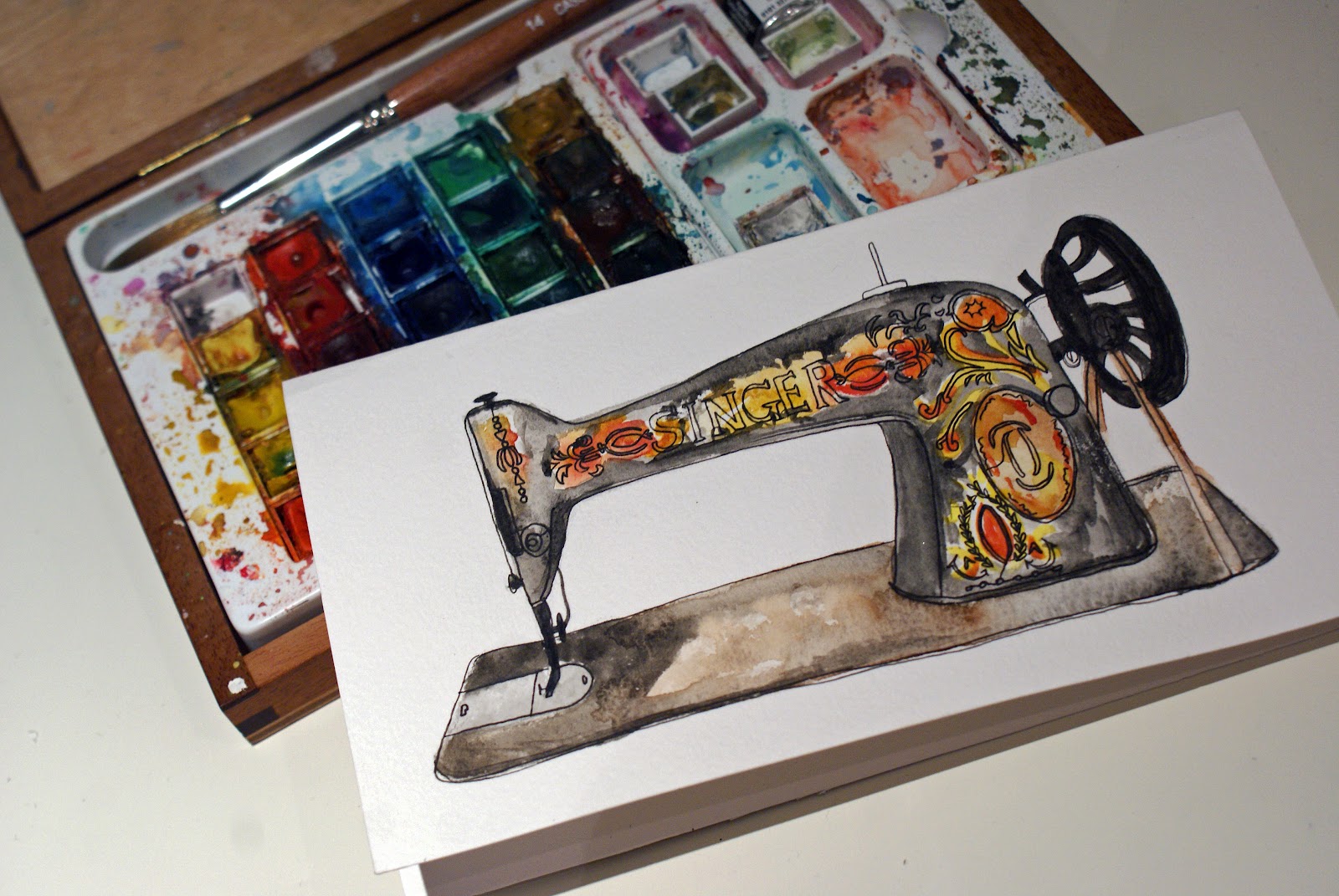 Lusee Watercolours and Sewing Machines