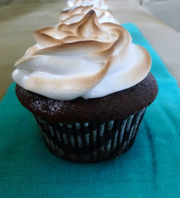 Chocolate Cupcakes with Toasted Marshmallow Meringue Frosting | by Life Tastes Good are loaded with chocolaty goodness and you only need 1 bowl to make 'em!! How awesome is that??