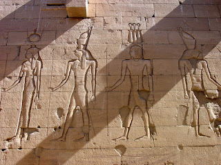 aA fine carving of Horus emerging from reeds on the inner curtain wall