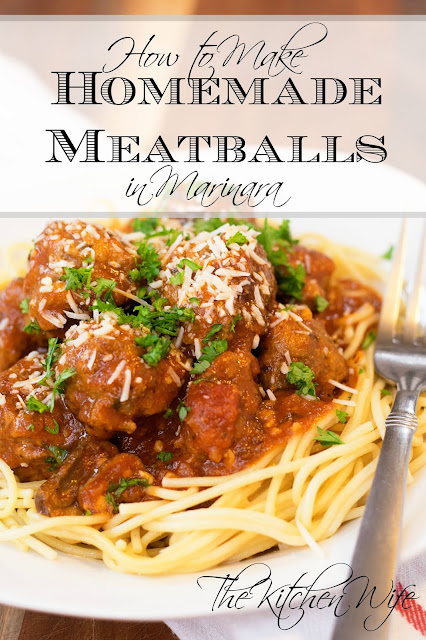 A plate of spaghetti and meatballs with the title above them. 