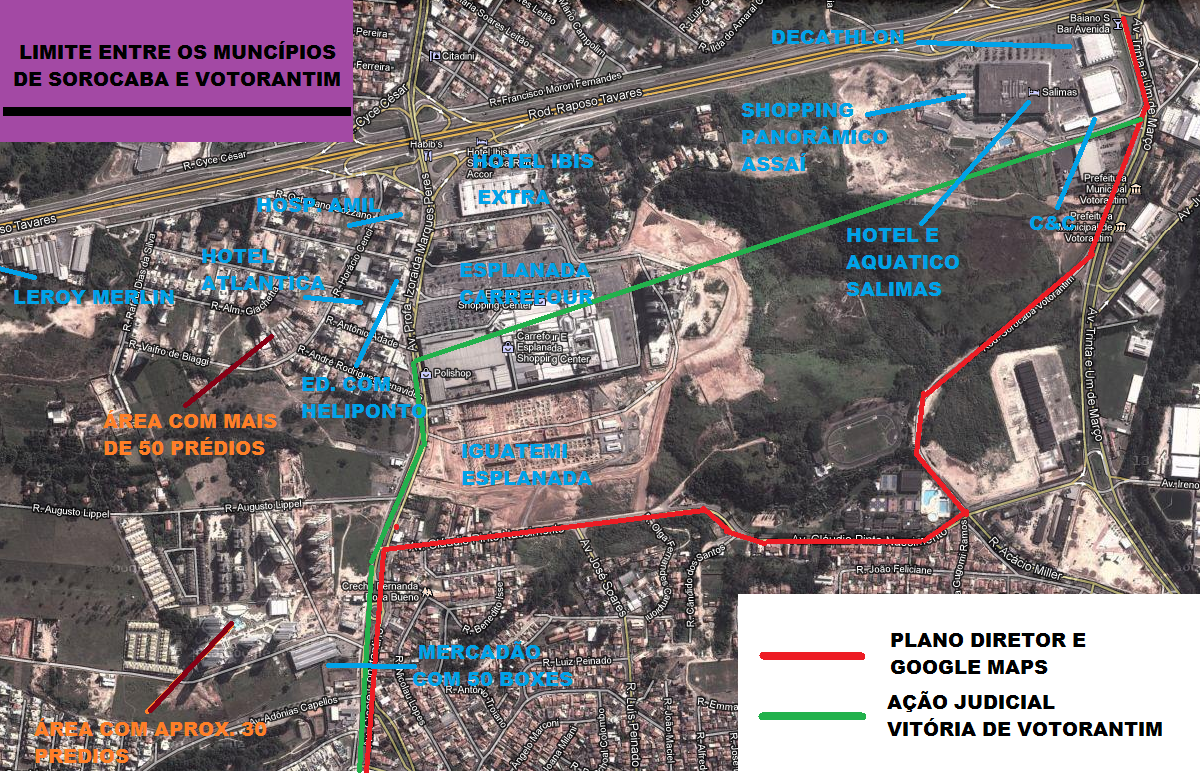 Urbanização de Sorocaba Limite entre os municípios de Sorocaba e Votorantim Urbanização de Sorocaba Limite entre os municípios de Sorocaba e Votorantim