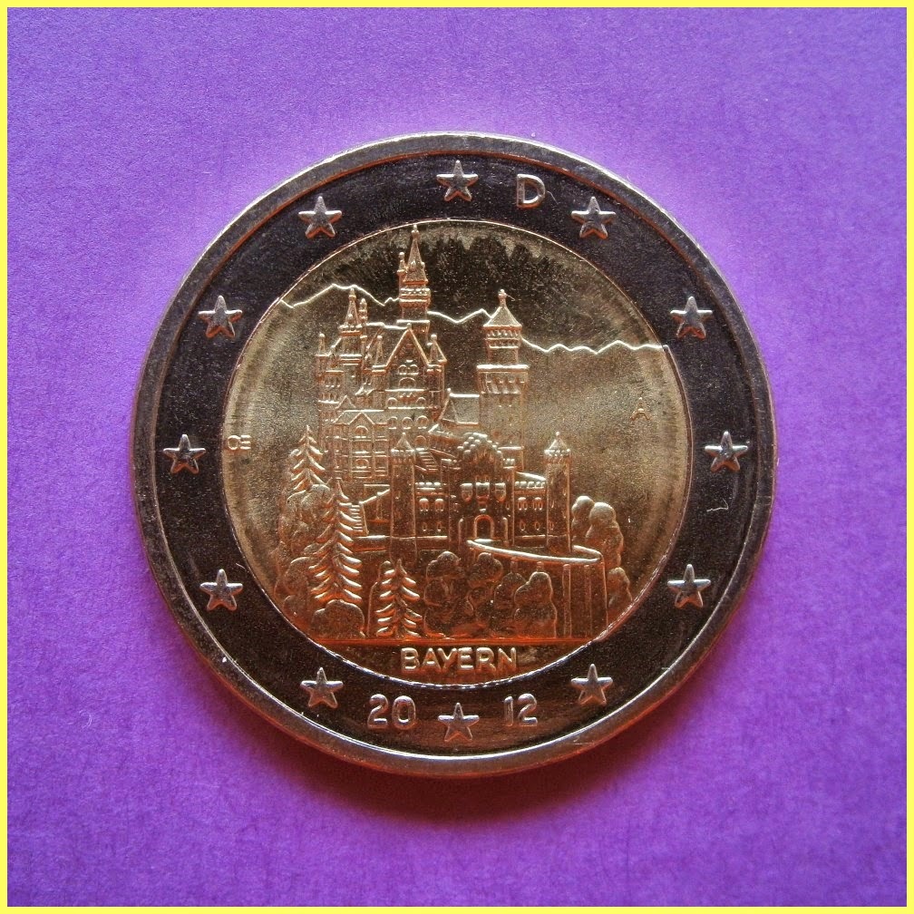 Pièce De 2 Euros Commémorative - Allemagne 2012 - Château De Neuschwanstein - Série Bavière