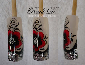 It`s all about nails: Step by Step: Glitter french and one stroke flower