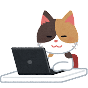コンピューターを使う猫のキャラクター