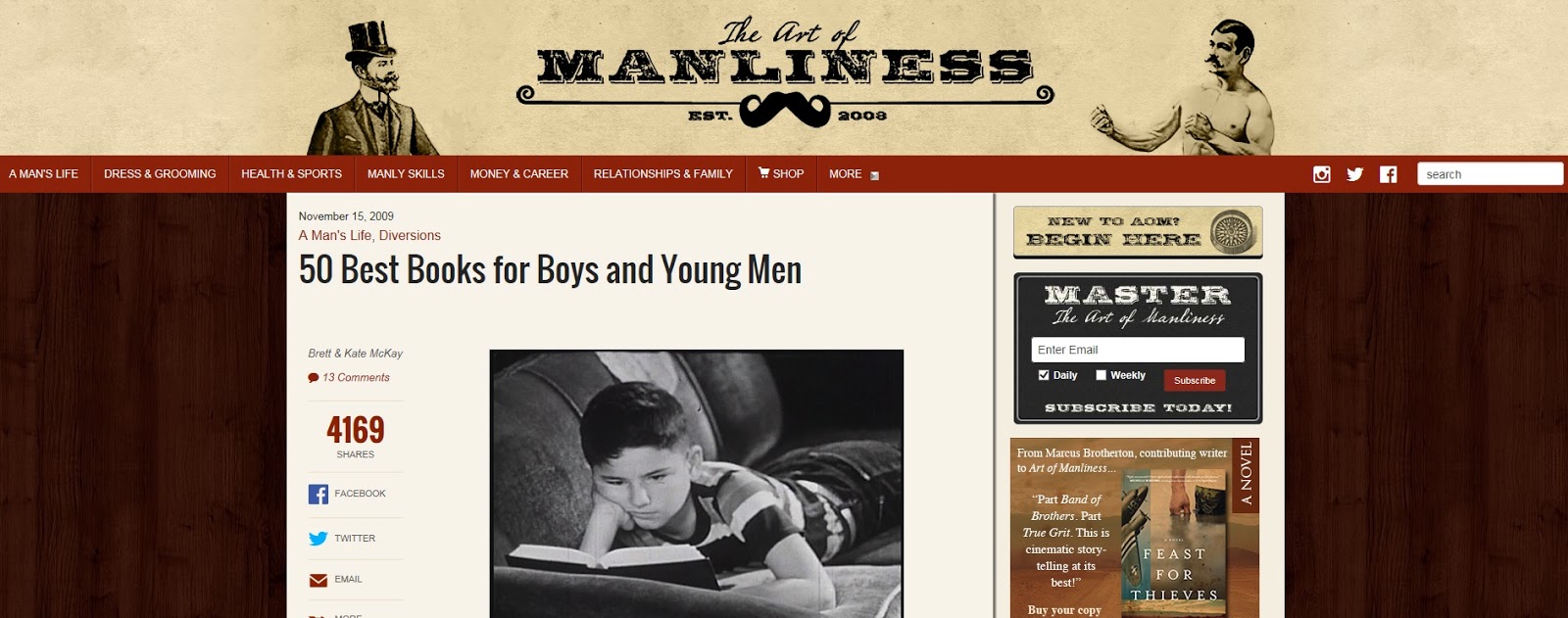 Librarian D.O.A. 50 Best Books for Boys and Men From the Art Of Manliness