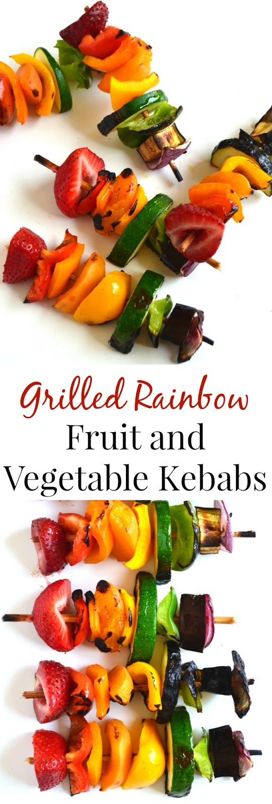 Grilled Rainbow Fruit and Vegetable Kebabs are a quick and simple side dish that are packed with nutrients and are customizable with any produce you have on hand! www.nutritionistreviews.com