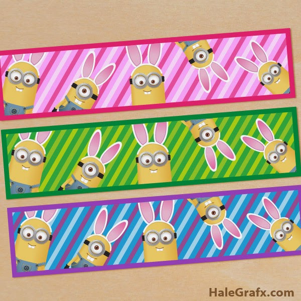 Minions: Etiquetas de Pascua para Botellas de Agua.