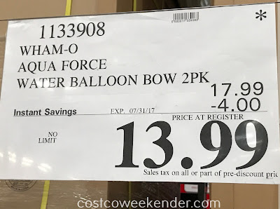 Deal for a 2 pack of Wham-O Aqua Force Water Balloon Launcher Bow at Costco