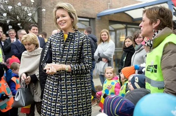 Queen Mathilde of Belgium visits the Asster psychiatric hospital part of the week of cares, in Sint-Truiden