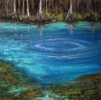 " Florida's Eden, Manatee Springs "  Oil on wood / 14 x 14/ SOLD / Copyright 2011 Tim Malles